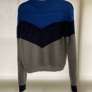 Multicolor Mock Neck Knit Pullover Sweater